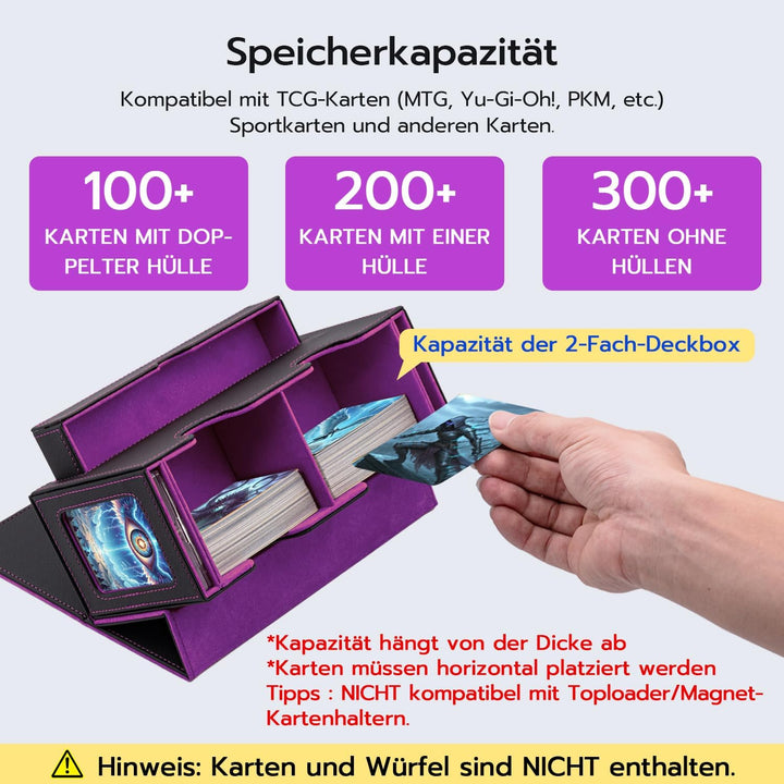 Doppelschicht Card Deck Box für MTG,Gathering Kartenbox mit Schaufenster und Würfelfach PU Leder Sta