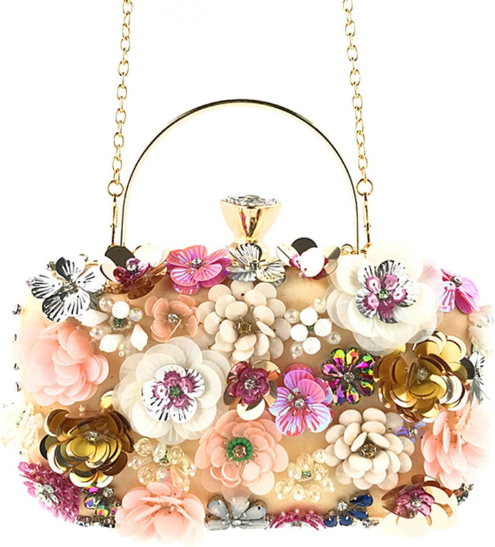 Jywmsc Damen Clutches Blume Abendtasche Handtasche Hochzeit Clutch Party Tasche Gold, Gold