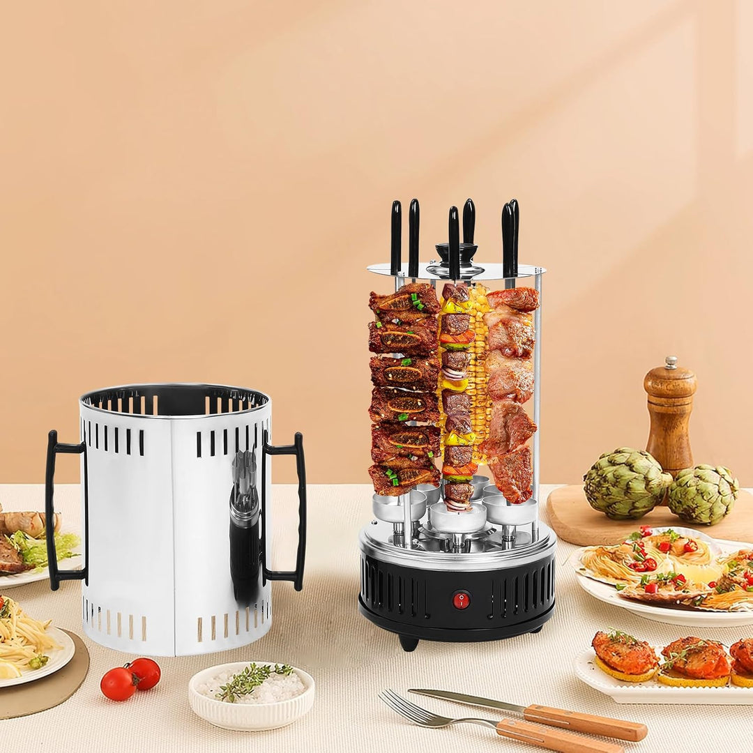 Dönergrill 6-Spiesse Rotisserie-Grill Elektrische Drehgrillmaschine Vertikaler Elektrogrill Döner Ve
