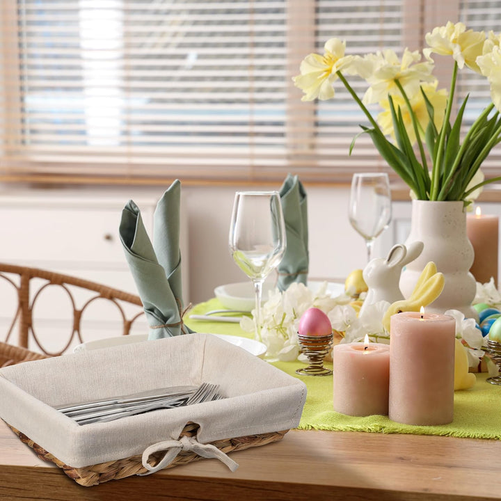 Relaxdays Brotkorb, 3er Set, versch. Grössen, geflochten, mit Stoffeinsatz, skandinavischer Frühstüc