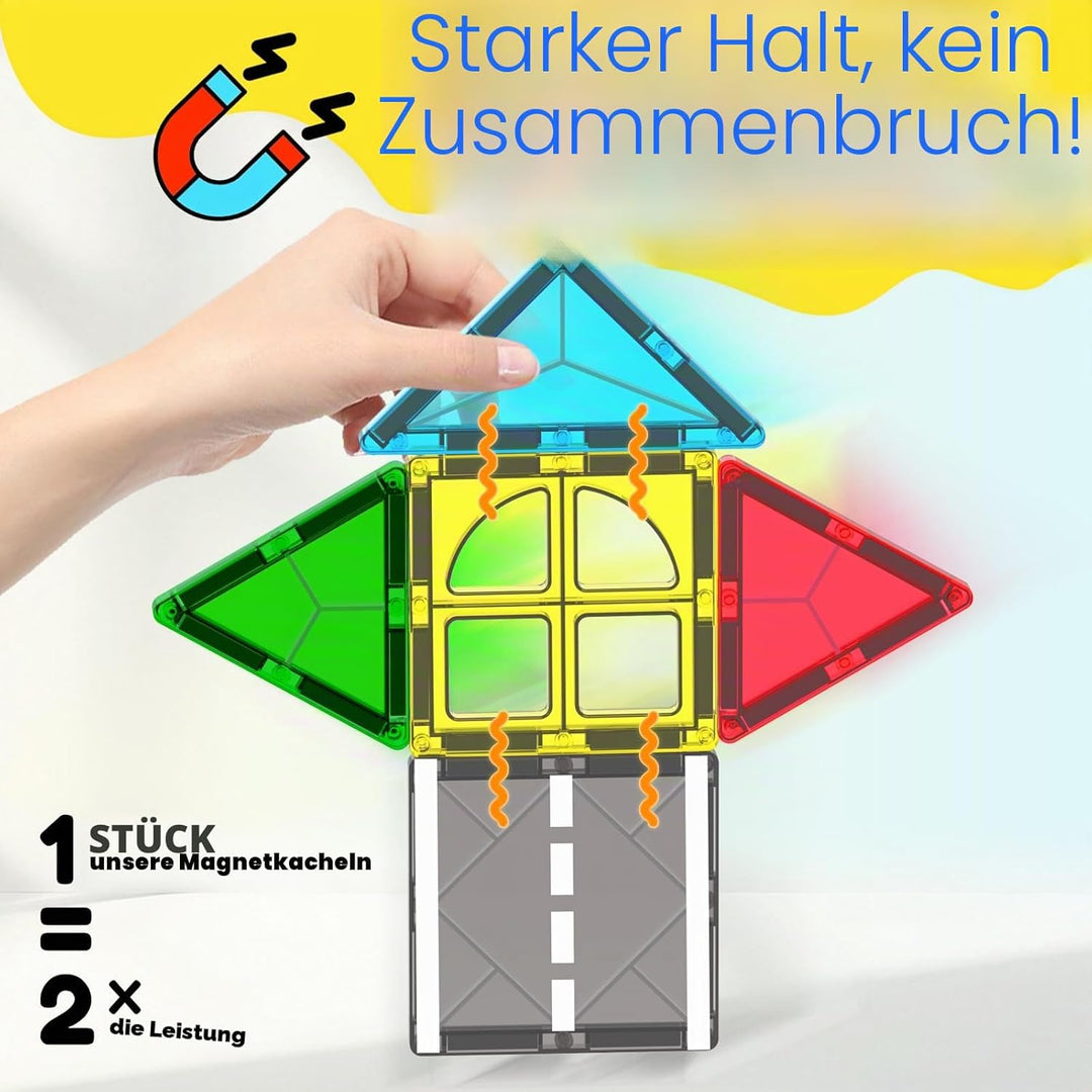 Oriate Stadt Magnetische Magnet Bausteine Spielzeug Set，Rollende Cars Kompatibel Mit Magnetbausteine