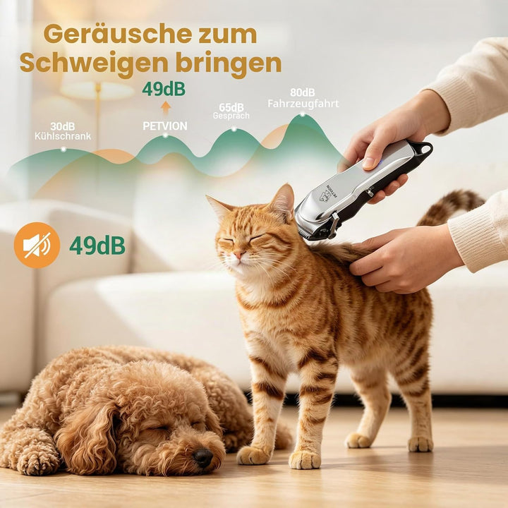 Profi Hundeschermaschine für langes und dickes Fell, leiser Hundehaarschneider mit LED-Display, kabe