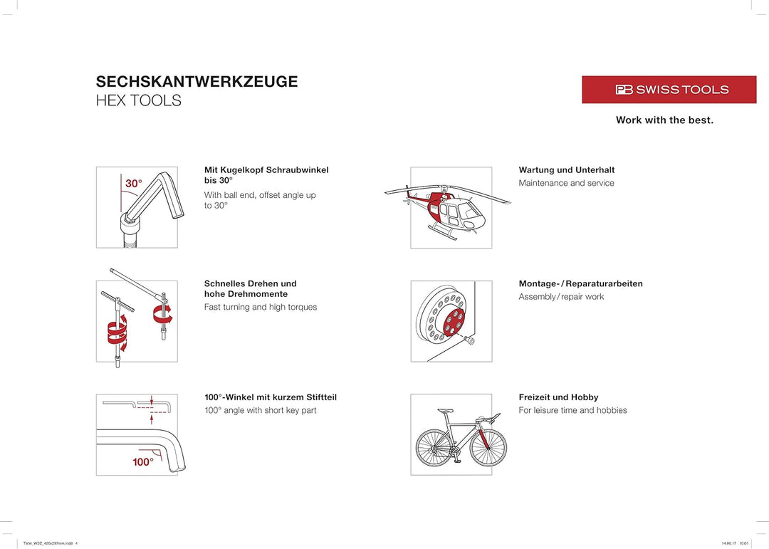 PB Swiss Tools 100° Innensechskantschlüssel Set 1,5-10 mm, 2210.H-10 CN