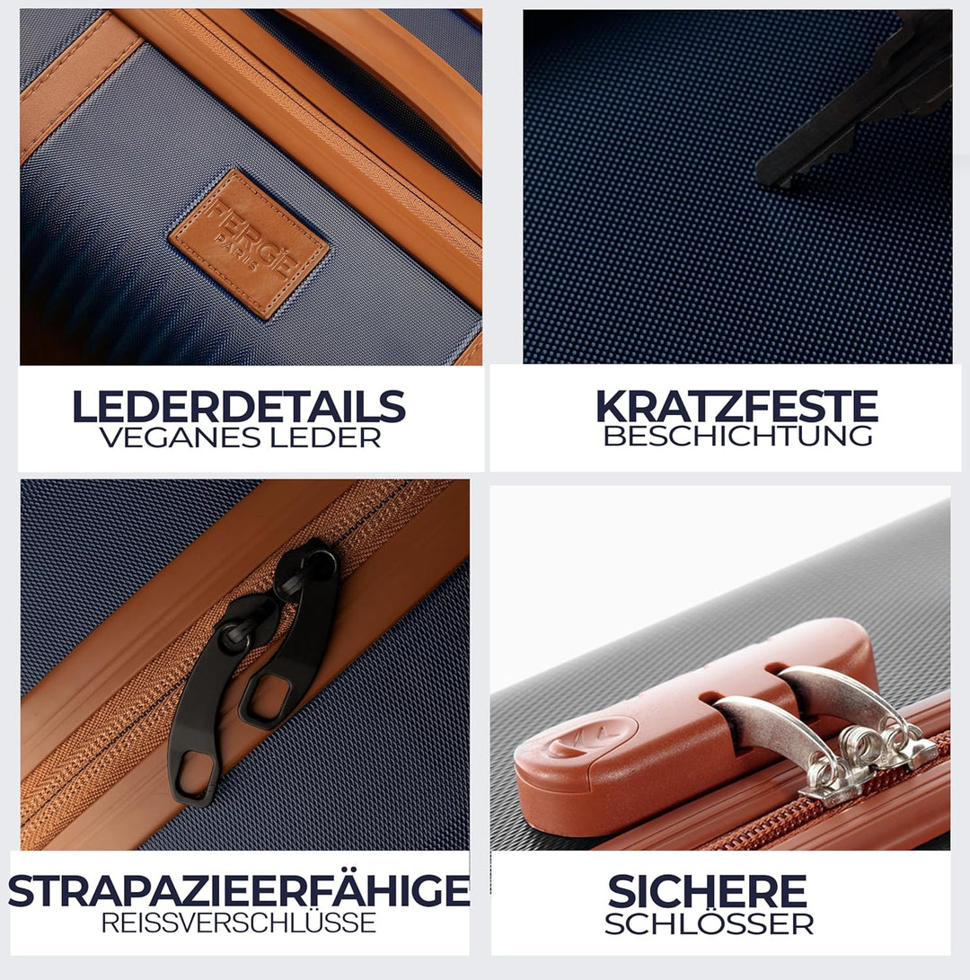 FERGÉ Kofferset Hartschale 5-teilig Milano 3 Grössen Hartschalenkoffer Set + Reisetasche + Kulturbeu
