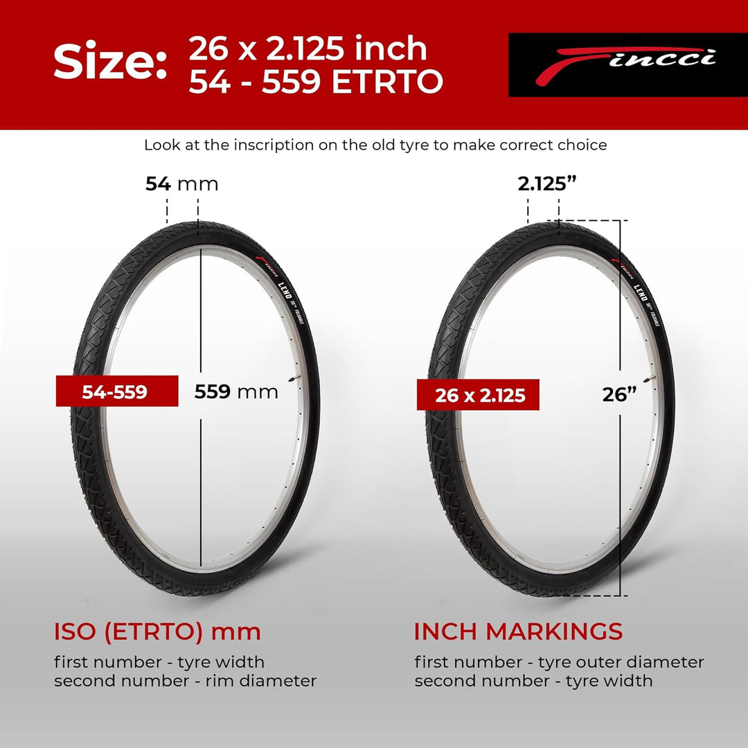 Fincci Fahrradreifen 26 x 2,125 Zoll 54-559 Fahrradmantel Faltbar Slick Reifen für Cityräder Rennrad