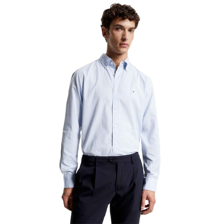 Tommy Hilfiger Herren Hemd Langarm XXL Blau (Calm Blue / Optic White), XXL Blau (Calm Blue / Optic W