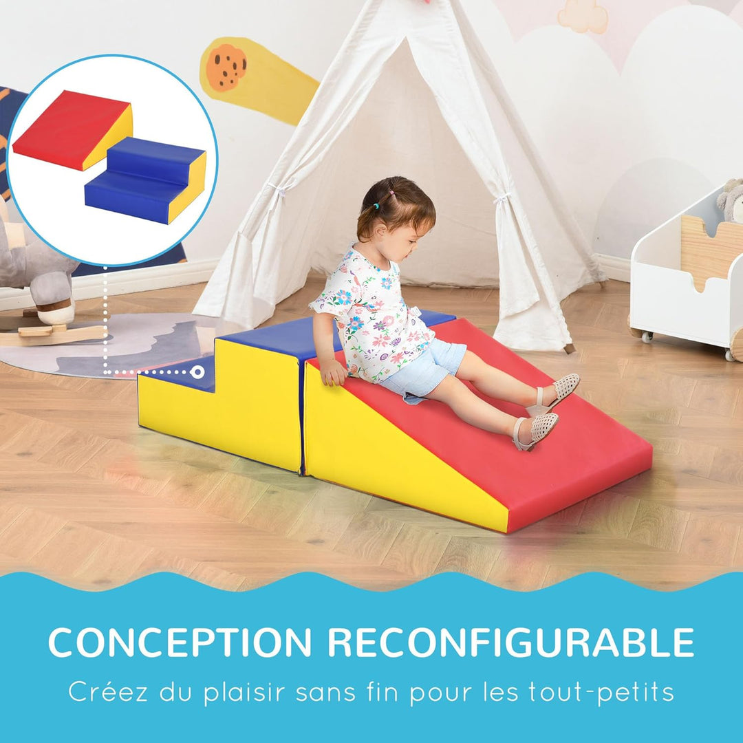 HOMCOM Baby-Motorik-Parcours, modular, Kletterspielzeug, Schaumstoff-Bausteine Lernspielzeug, 2 Ries