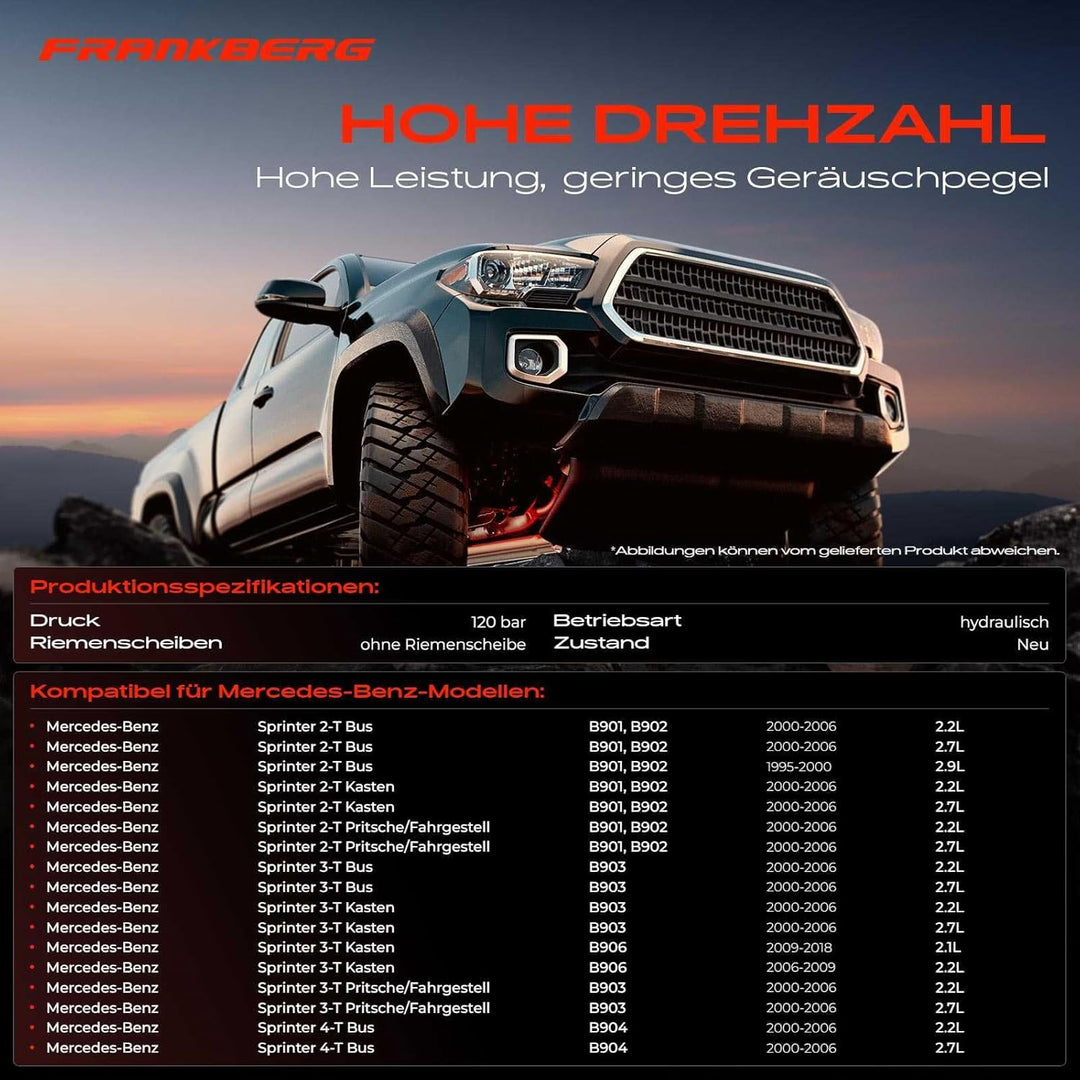 Frankberg Servopumpe Hydraulikpumpe Lenkung Kompatibel mit Sprinter 2-T 901 902 Sprinter 3-T 903 906