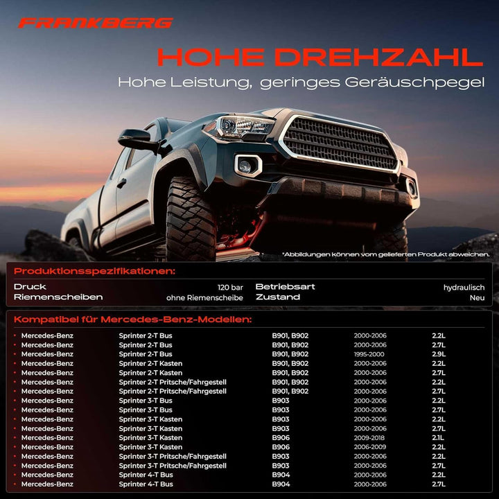 Frankberg Servopumpe Hydraulikpumpe Lenkung Kompatibel mit Sprinter 2-T 901 902 Sprinter 3-T 903 906
