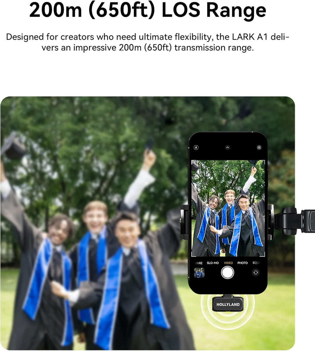 Hollyland Lark A1 Combo (Himmelblau, mit USB-C RX + Lightning RX + Ladecase) Drahtloses Mikrofon