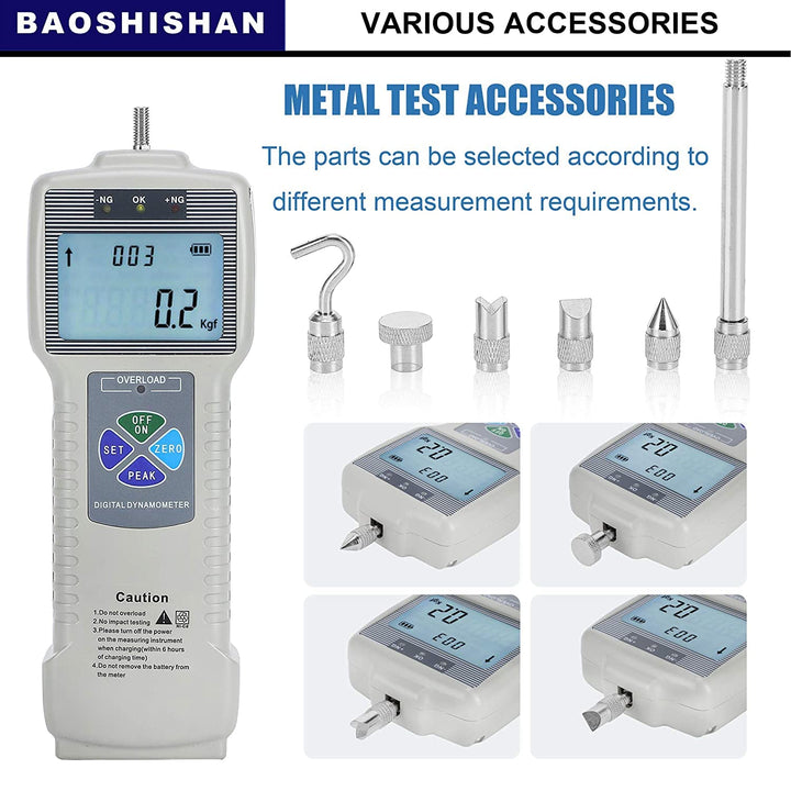BAOSHISHAN Digitaler Kraftmesser Push-Pull-Messgerät-Tester mit USB-RS232-Schnittstelle Push-Pull-Me