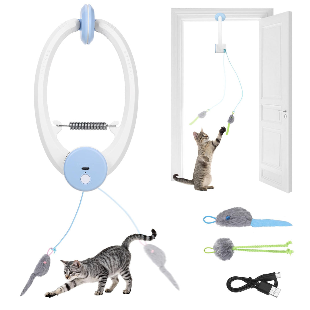 Kssvzz Katzenspielzeug Türrahmen Elektrisch, Interaktives Katzenspielzeug USB Wiederaufladbar, Hänge