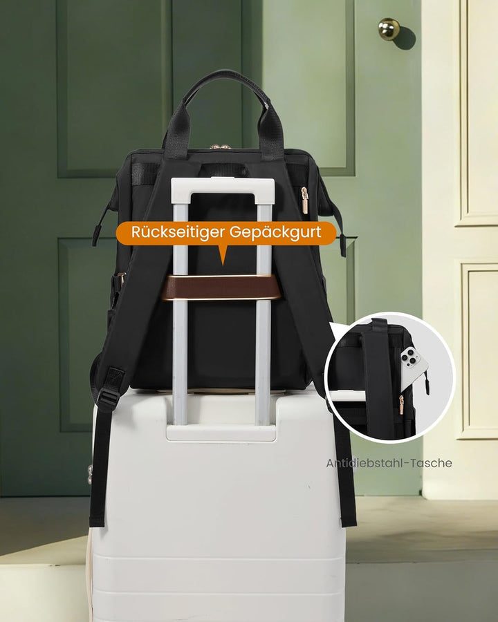 LOVEVOOK Rucksack Damen, 15,6 Zoll Laptop Schulrucksack Wasserdicht Mit 20 Taschen und Grossem Fach