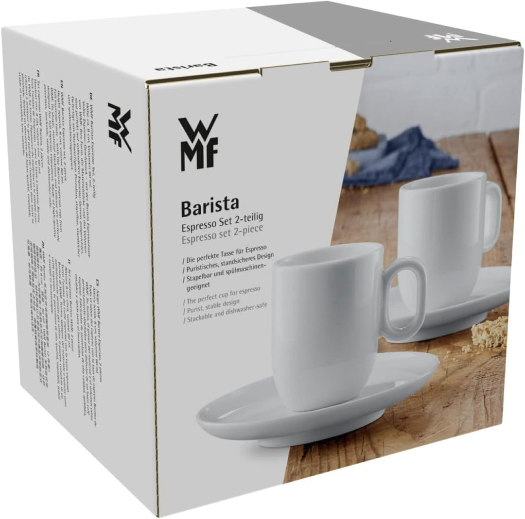 WMF Barista Tassen Set 4-teilig, 2 Kaffeetassen 60 ml mit 2 Untertassen für Espresso, Porzellan, Kaf