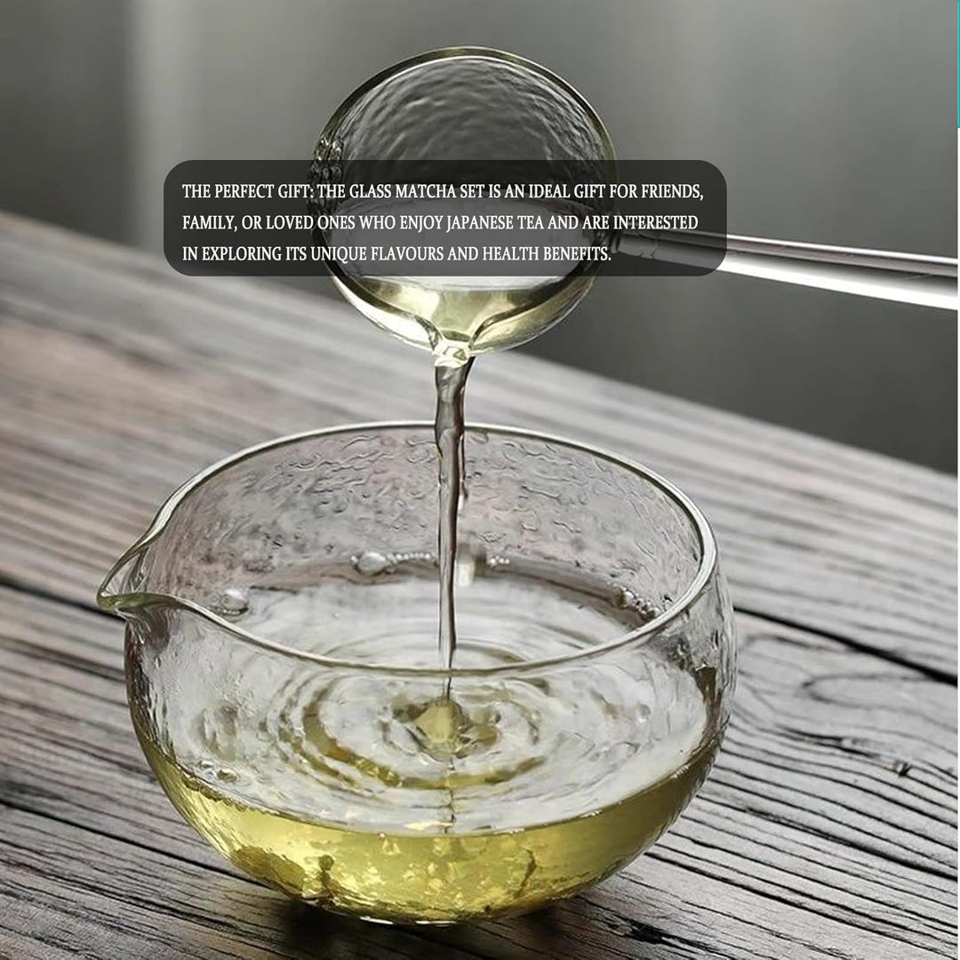 Matcha Schale Japan, Matcha Glasschale mit Hitzebeständig, Matcha Whiskhalter, Dickes Matcha Schale