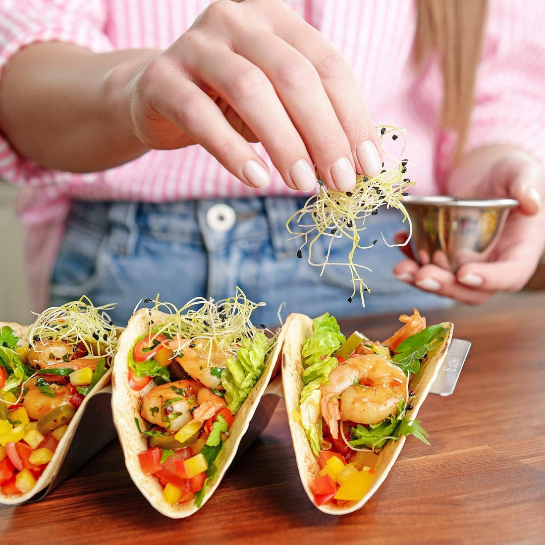 Uno Casa Metall Taco Halter 12er Set,U-förmiger Taco-Ständer, langlebige Taco-Muschelhalter, Edelsta
