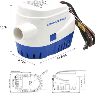 BACOENG Automatische Bilgepumpe Tauchpumpe 12 V, 1100GPH/70LPM mit Schwimmschalter