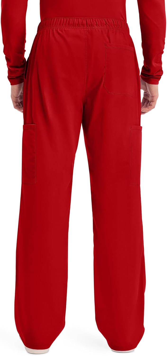 Workwear Professionals Men Scrubs Pant Tapered Leg Fly Front Cargo WW190 XS Rot/Ausflug, Einfarbig (