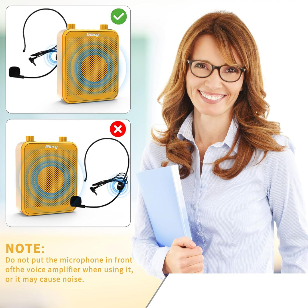 Giecy Sprachverstärker mit mikrofon Tragbares PA-System 30W Wiederaufladbarer 2200mAh Akku für Lehre