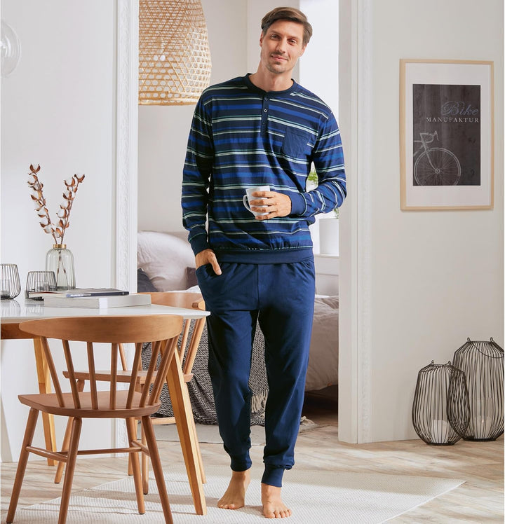 Erwin Müller Herren-Schlafanzug Single-Jersey 48 Dunkelblau, 48 Dunkelblau