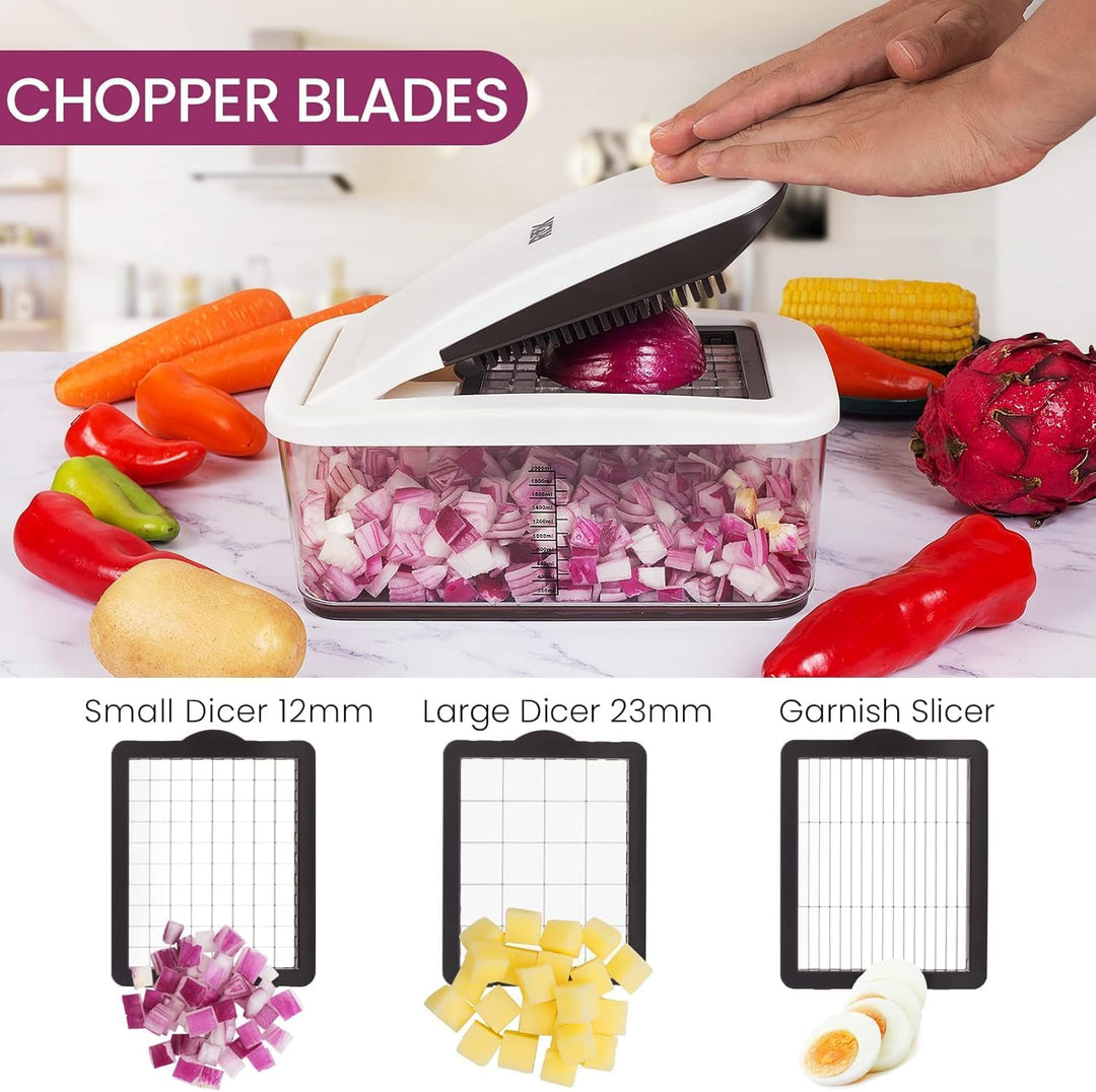 RüK Gemüseschneider, Extra Gross Zerkleinerer Gemüseschneider, Multifunktionaler 10-in-1 Pro Food Ch