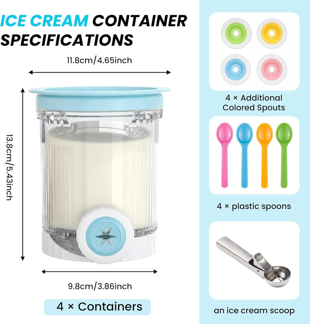 4 Stück für Ninja Swirl Creami Behälter, Eisbehälter für Speiseeis, mit Ersatz für Ninja Creami Delu