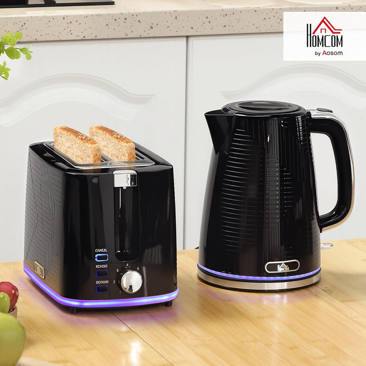 HOMCOM Wasserkocher Toaster Set 1,7L Wasserkocher mit Edelstahl-Innenraum, 2 Scheiben Toaster 2200W