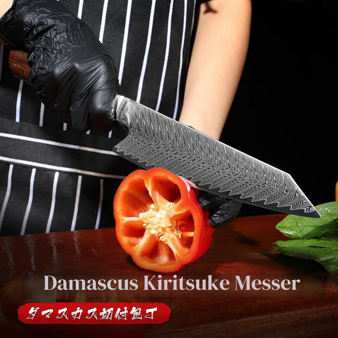 Dragon Creek Kiritsuke Messer 21cm, Damaststahl, Präzisionsmesser für Feinste Schneidarbeit, Ideal f