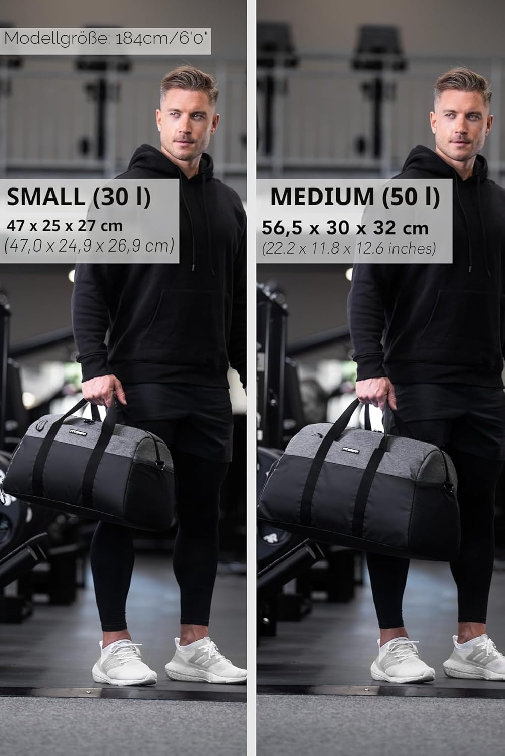 Fitgriff® Sporttasche & Reisetasche V2 für Damen und Herren - mit Schuhfach & Nassfach - Tasche für