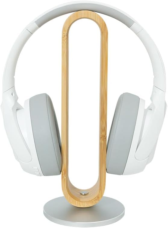 LogiLink AA0194 - Kopfhörerständer aus Bambusholz, Aluminiumbasis, bis 5 kg, Over-/On-Ears, Farbe: H