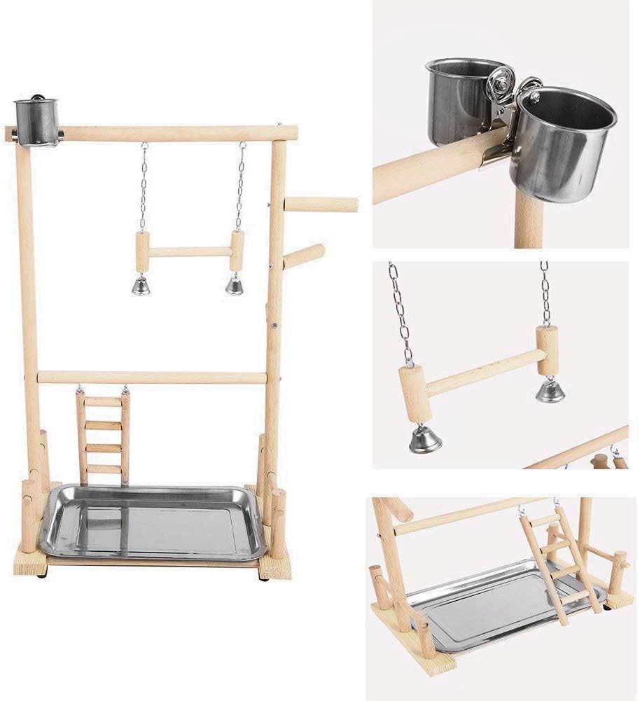 TiSkying Papagei Vogel Spielplatz, Papageien Playstand Papageien Spielstand Vogel Spielplatz Holz Ba