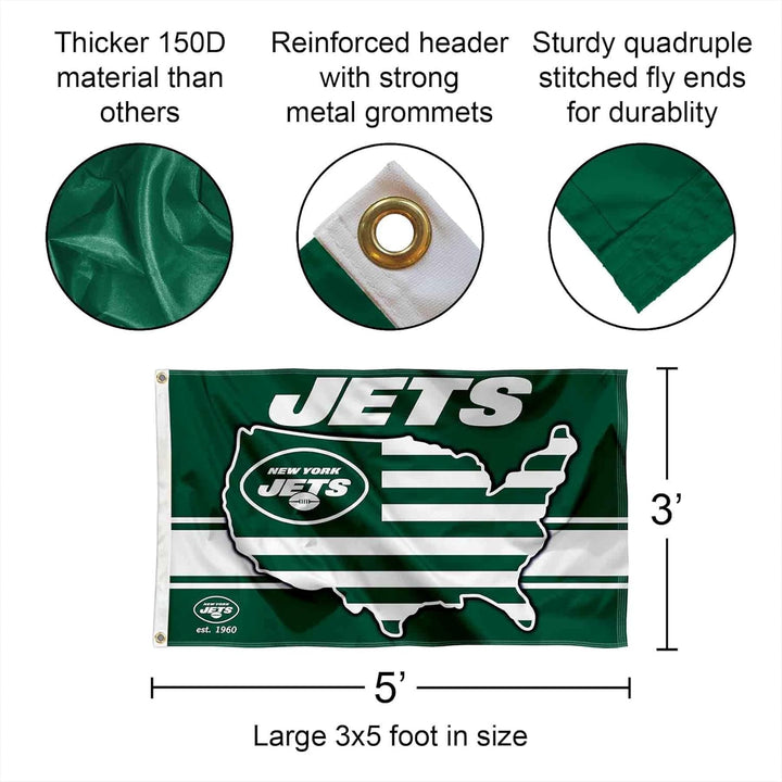 WinCraft New York Jets Nation USA American Country 3x5 Flag