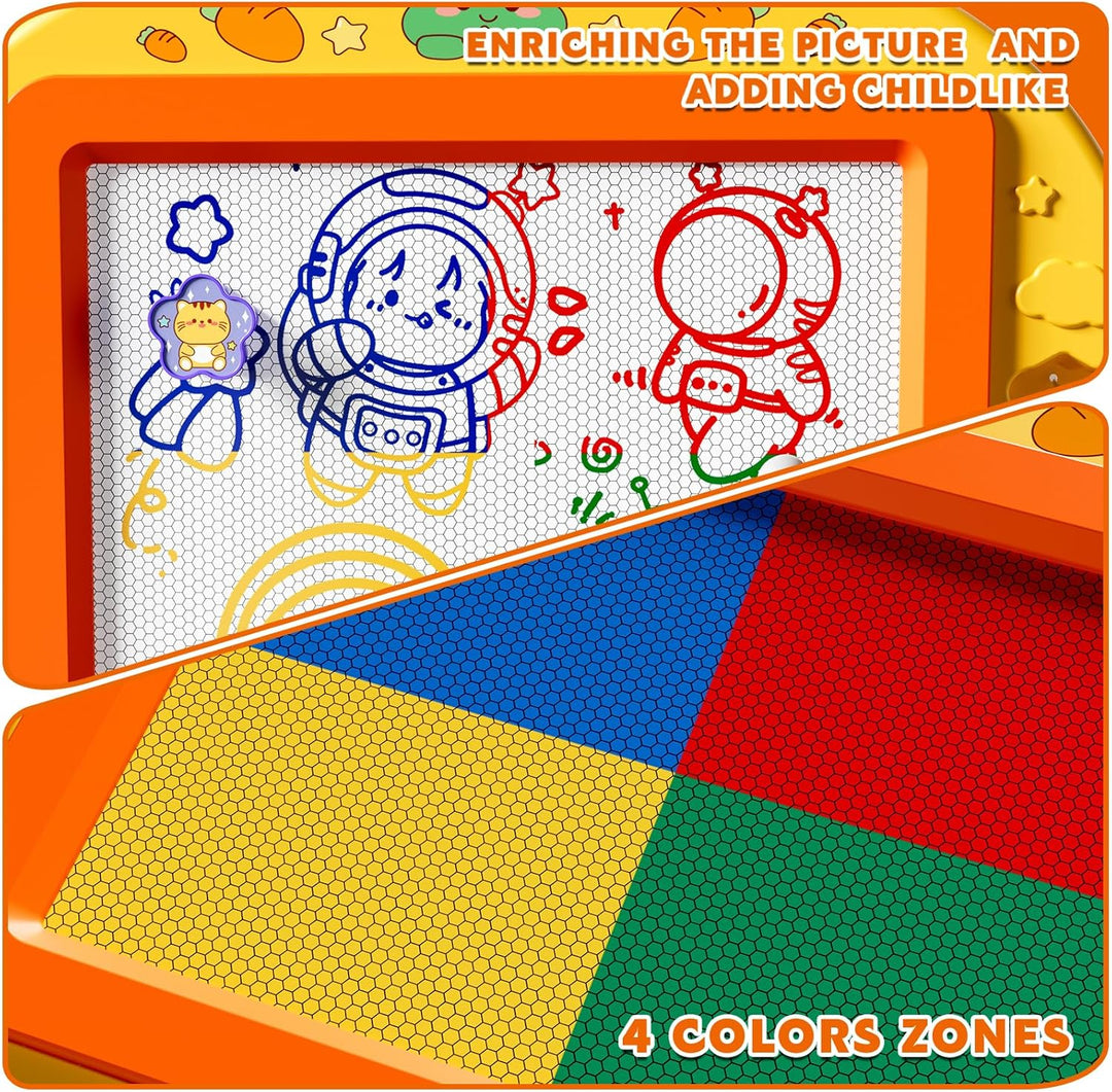 XL Magnetische Zaubertafel für Kinder, Maltafel mit Stempel & Stift, Lernspielzeug & Reisegrösse, Ge