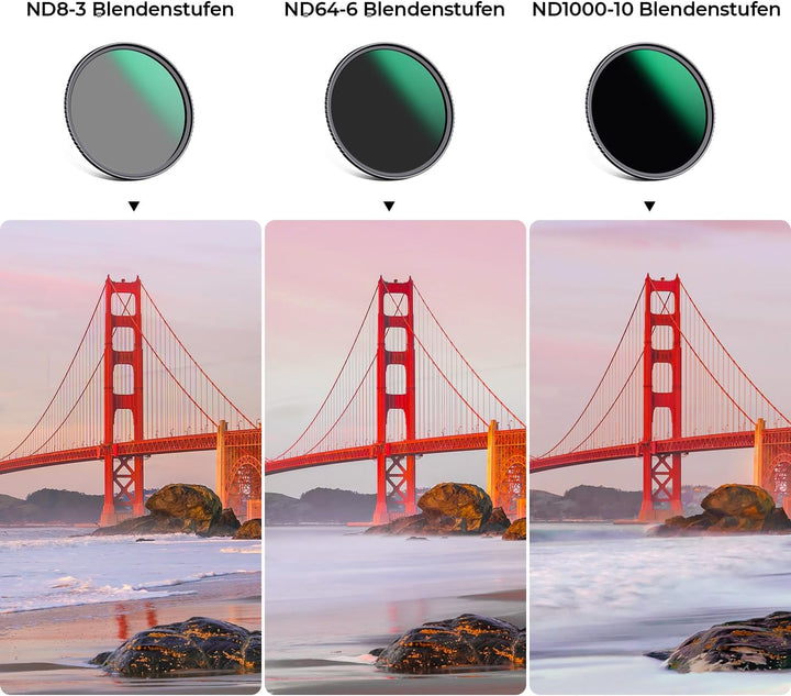 K&F Concept Nano D-Serie ND Filterset 58mm ND8+ND64+ND1000 Filter Neutral Graufilter Set, 58mm