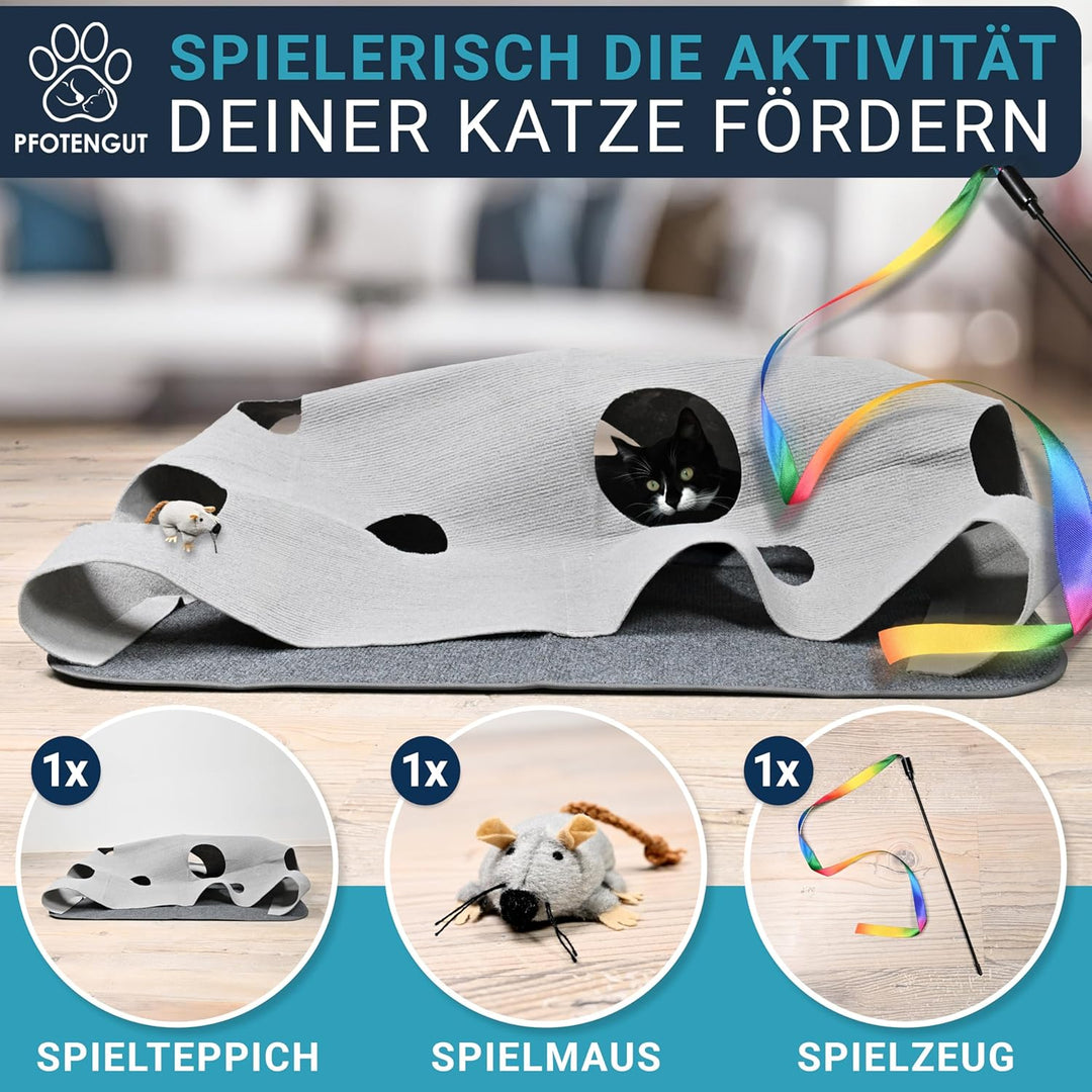 Katzenteppich [100x100 cm] - interaktive Spielmatte aus Filz mit individuellen Formen zur Beschäftig
