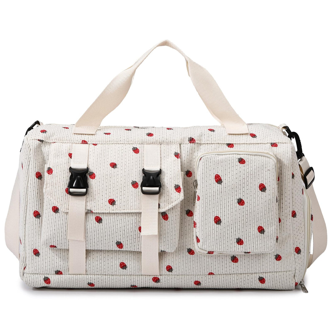 Sporttasche Kinder Mädchen Erdbeere Cord Reisetasche Damen Weekender Schwimmtasche mit Schuhfach und