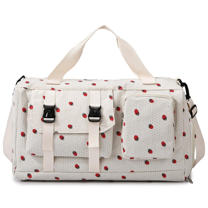 Sporttasche Kinder Mädchen Erdbeere Cord Reisetasche Damen Weekender Schwimmtasche mit Schuhfach und