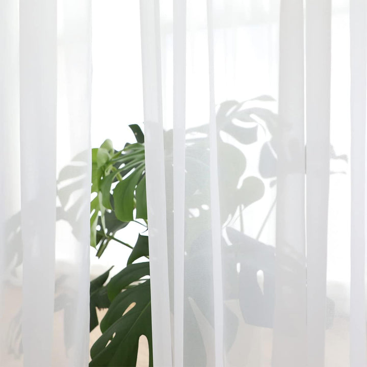 ABCHOME Weisse, durchsichtige Vorhänge, 330 cm lang, 2 Paneele, Stangentasche, Voile, halbtransparen