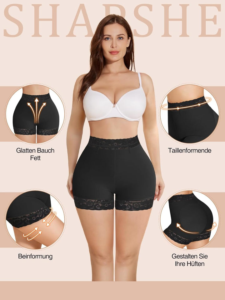 SHAPSHE Body Shaper Damen Miederpants Bauch Weg Unterhosen BBL Shorts Schwarz XXL, Schwarz XXL