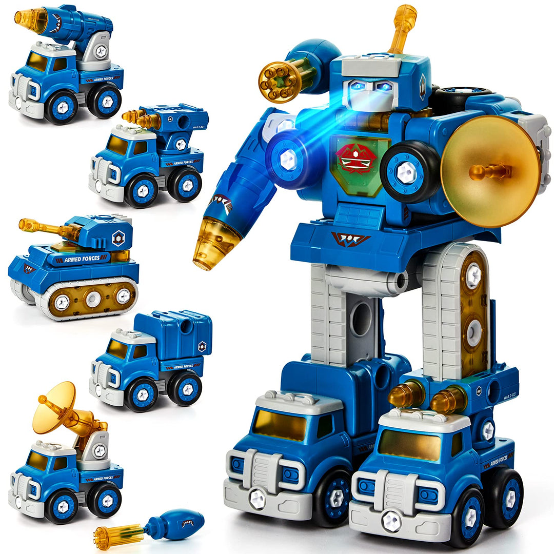 5 in 1 Roboter Spielzeug - Auto Spielzeug ab 3 4 5 6 Jahre Jungen, Roboter Kinder ab 6 Jahre mit Lic