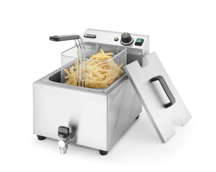 HENDI Fritteuse Mastercook, mit Ablasshahn,Tisch Friteuse, Sicherhetsthermostat, Frittierkorb mit ex