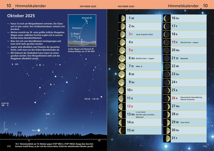 Kosmos Himmelsjahr 2025: Sonne, Mond und Sterne im Jahreslauf -- Das Astronomie-Jahrbuch Nr. 1 mit A