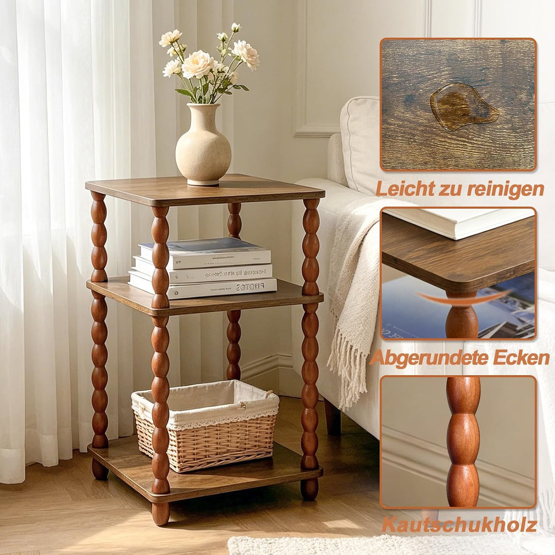 Holztisch, Kleiner Couchtisch &amp; Beistelltisch, multifunktionaler Mini Tisch für Bett, Couch, Wohnzim