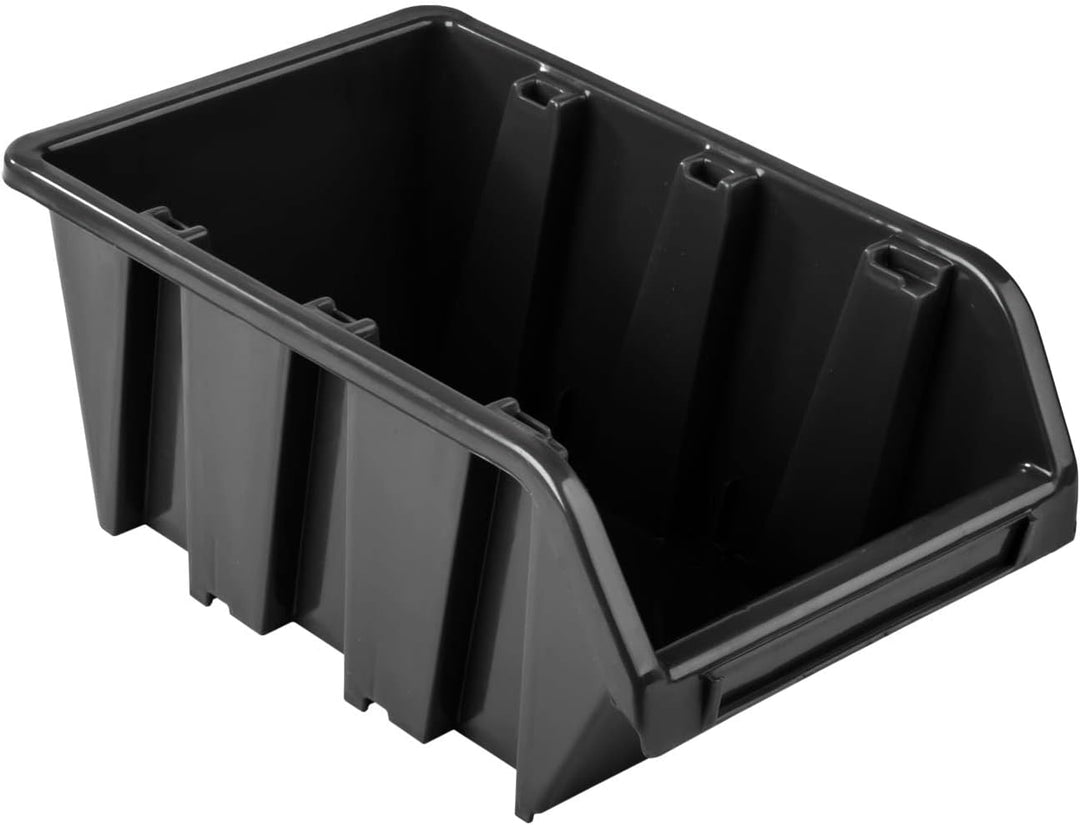 10x Stapelbox 195 x 90 x 120 mm - Stapelboxen Set - Sichtbox Sichtlagerboxen Lagerbox, Schwarz, 10