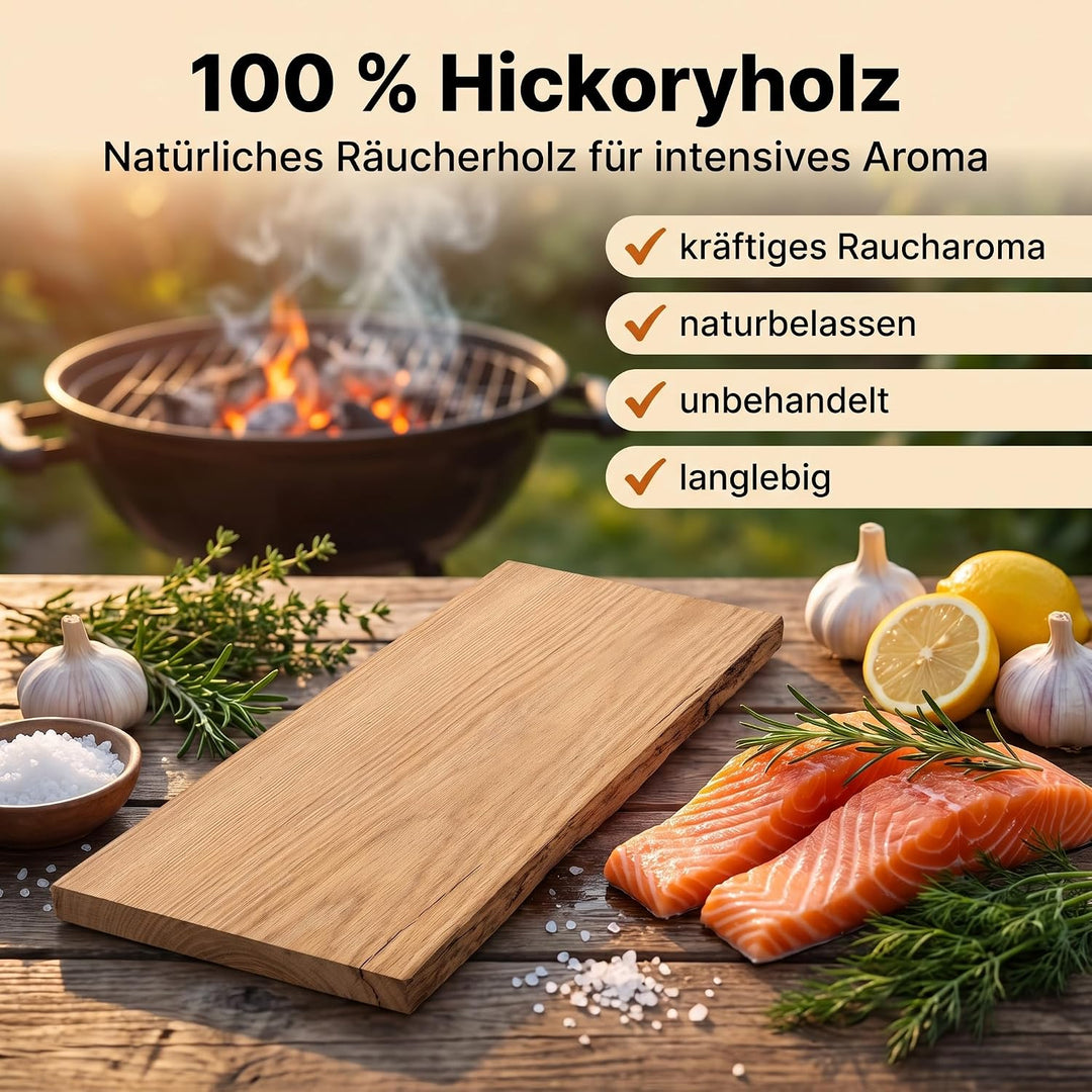 Campingman XXL Räucherbretter Aroma Grillbretter aus Hickoryholz, Grillplatte für Gas-, Kohle- und E