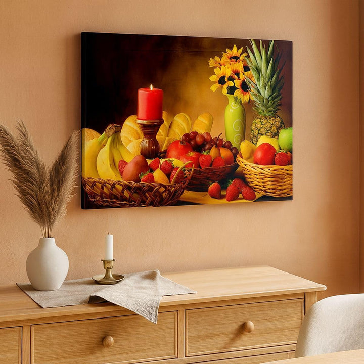 Bilder auf Leinwand 100x70cm Leinwandbild Banane Korb Essen Früchte Gross Wanddeko Bild Schlafzimmer