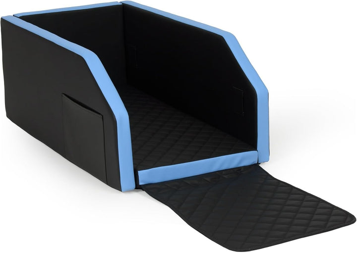 Autohundebett Hunde-Autositz Hundebett f. Rückbank Hundesitz Modulbett 55x100 cm (Farbe: schwarz, bl