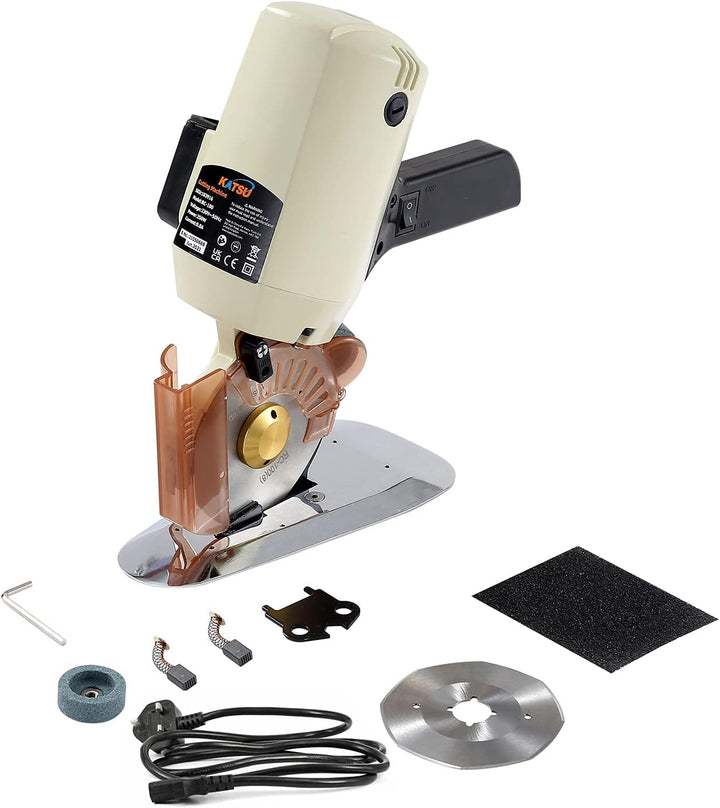 KATSU Elektrischer Industrieller Stoffschneider 220V 250W, Klingengrösse 100mm und 27mm Maximale Sch