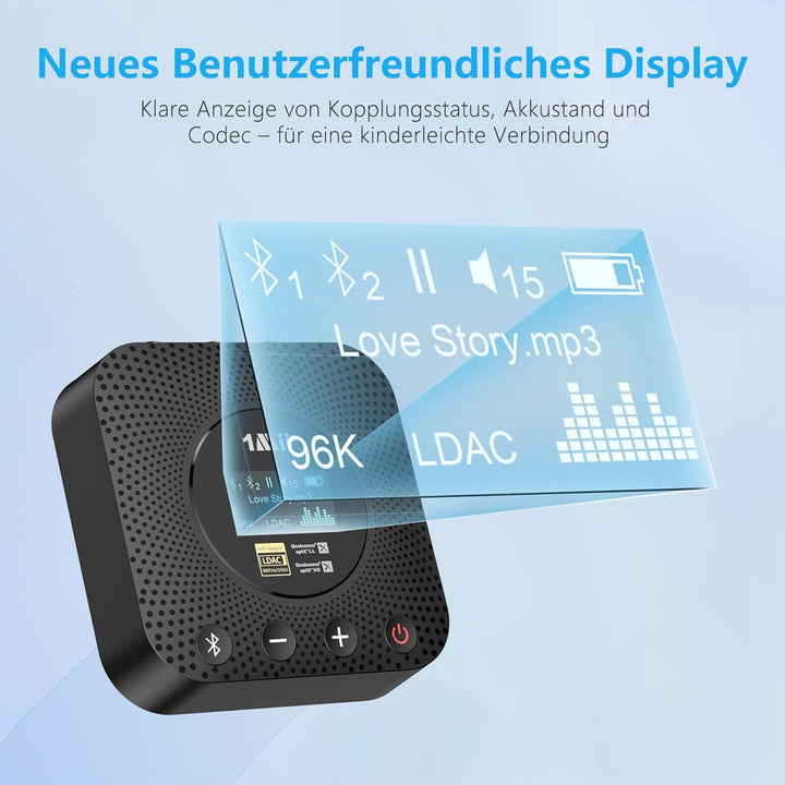 1Mii Bluetooth Receiver for Old Stereo System Schwarz, Schwarz