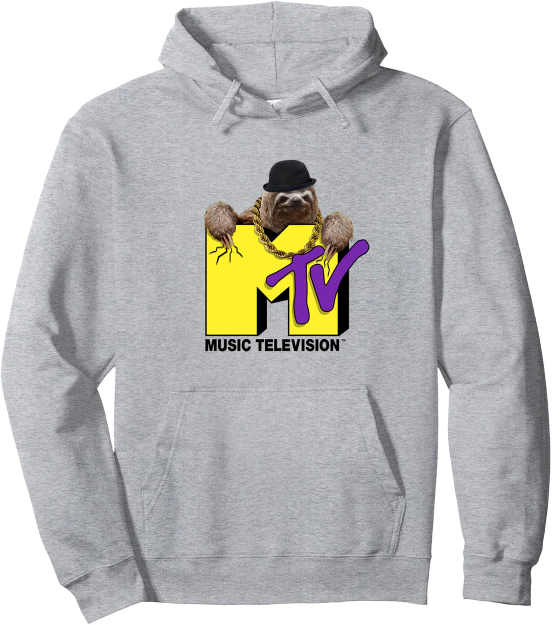 MTV Logo Sloth Yellow And Purple Pullover Hoodie